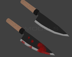 Simple knife with and without blood