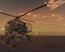 beautiful sunset view with helicopter