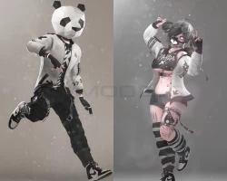 Panda Girl and Boy couple [physbones]