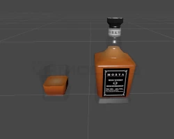 Whisky bottle and glass