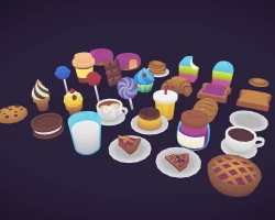 Low Poly Dessert Set
