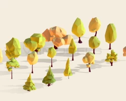 Cartoon Low Poly 18 Trees Asset Pack
