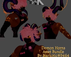 Demon Horn Asset Bundle (3 Pairs) Devil Horns Halloween