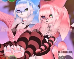 aqua furry cat shark girl
